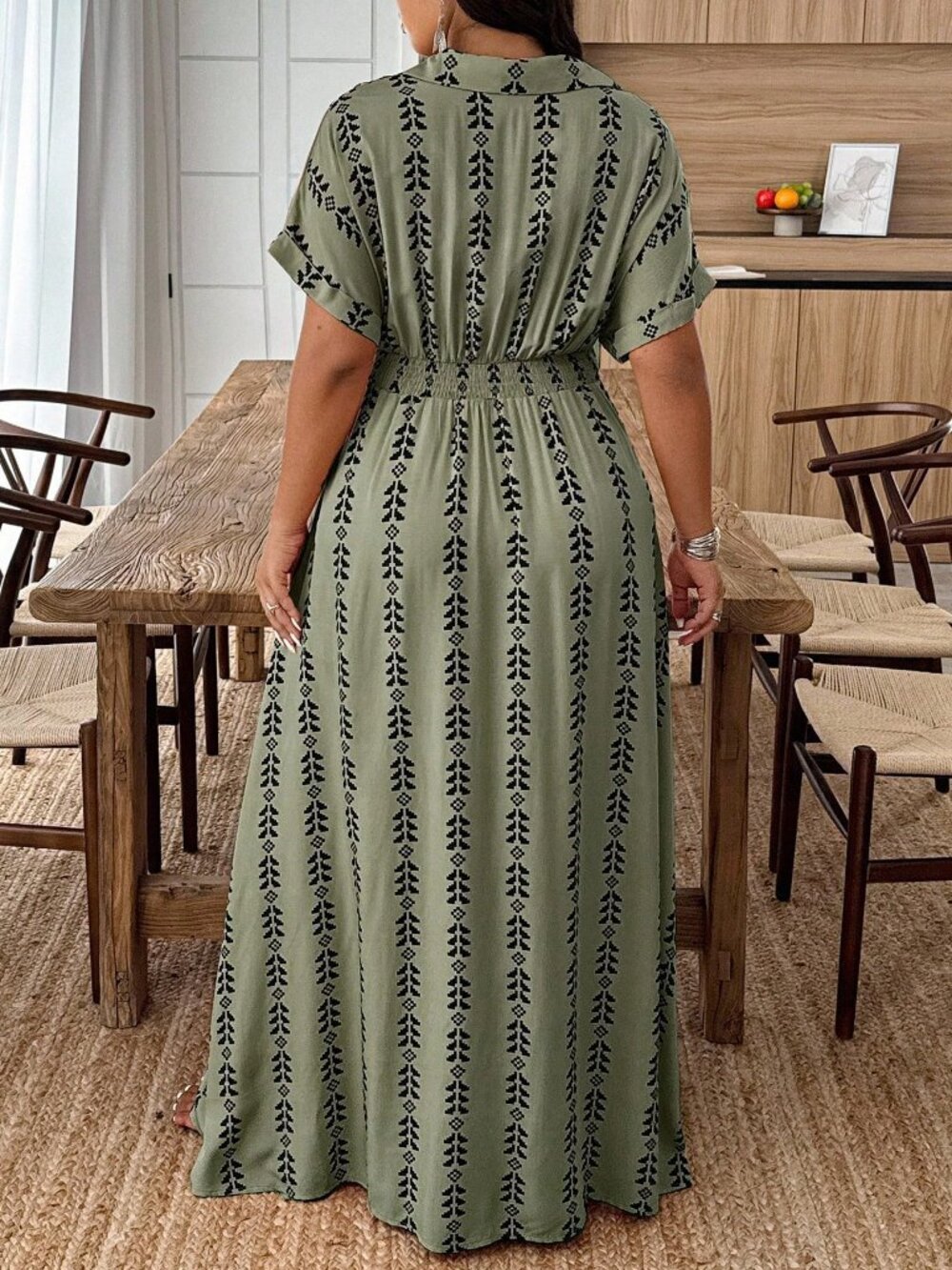 Multicolor Boho Women's Plus Size Geometric Random Print Print maxi Dress - Picture 2 of 5